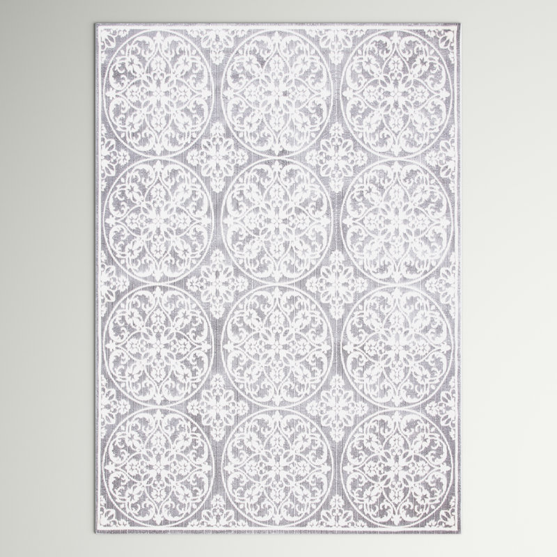 Adelaida Ikat Gray/Ivory Area Rug, Rectangle 4'5" x 6'5"
