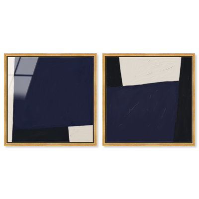 In Blue Set High-Gloss Frameless Acrylic Glass Wall Art Abstract Print by Oliver Gal, Ready to Hang, 12 x 12