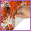Tapis de bain orange à motif floral beige-1974118199