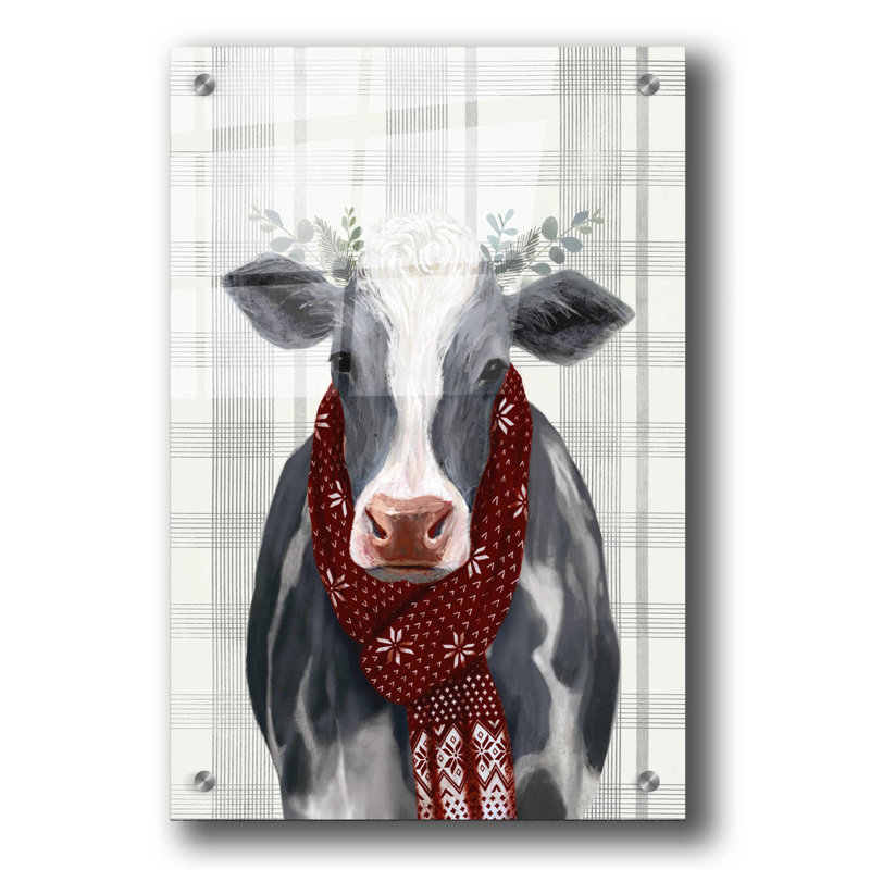 'Yuletide Cow II' by Victoria Borges, Acrylic Wall Art, 36" H x 24" W x 0.2" D