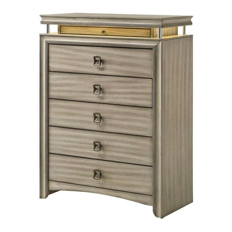 Commode 6 tiroirs beige rustique