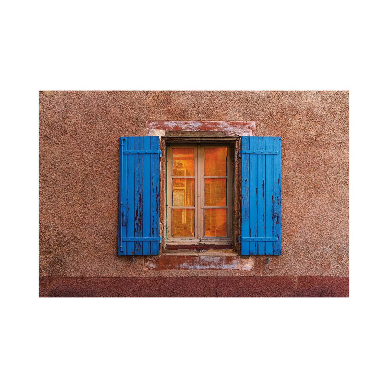 France, Provence, Roussillon. Blue Window Shutters. And Wall. by Jaynes Gallery - Wrapped Canvas Gallery-Wrapped Canvas Giclée