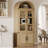 Arched 6-Shelf Bookcase with Glass Doors, Modern Wood Display Cabinet for Decor