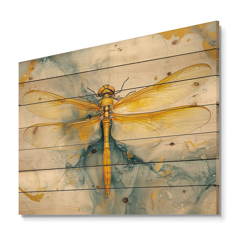 Mouche libellule jaune, vol d'élégance, H 10 po x l 20 po