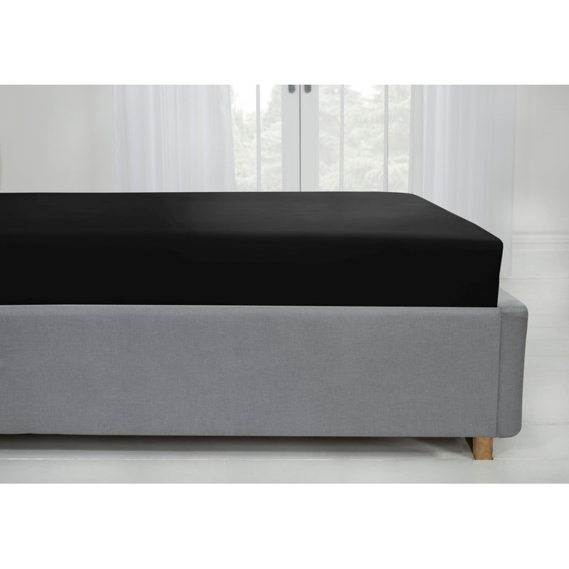 Kirke Flannel Fitted Sheet, Double (4'6), Black