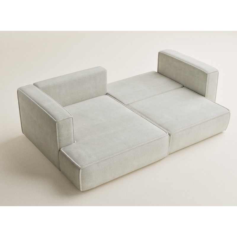 Four-Seater Corner Sofa With Bed Function, Left Hand Facing, Light Cream Polyester/Chenille