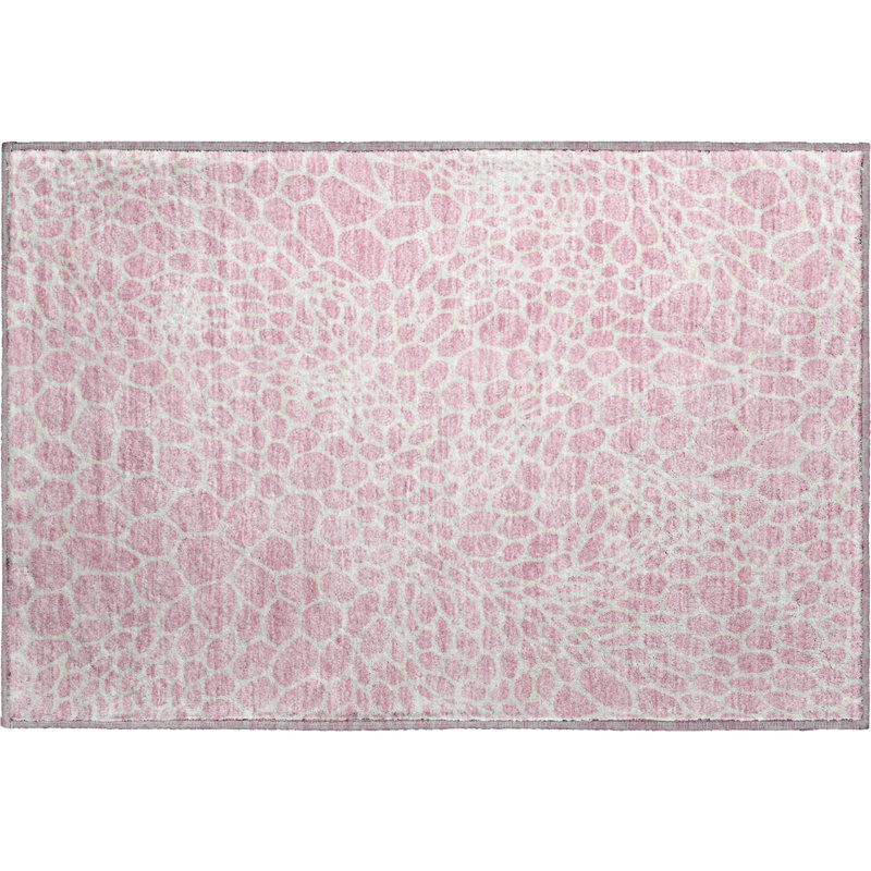 Premium Machine Washable Prisco Pink Rug, Rectangle 1'8" x 2'6"