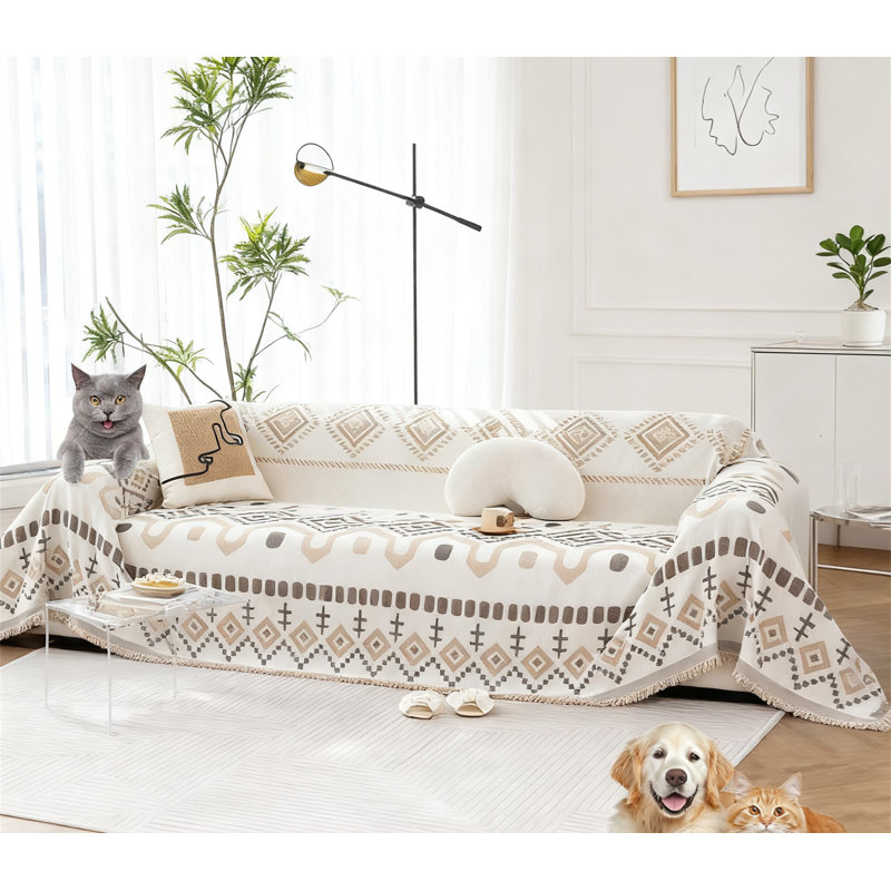 Housse de protection pour canapé en chenille Housse de protection pour animaux de compagnie lavable et antidérapante pour 2 à 3 coussins