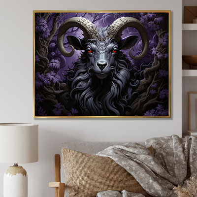 Abstract Purple Goat King - Goat Animal Wall Art