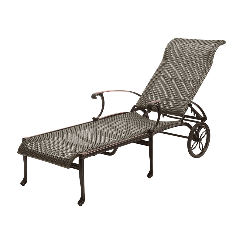 Michigan Woven Chaise Lounge, Chestnut Wicker, Vintage