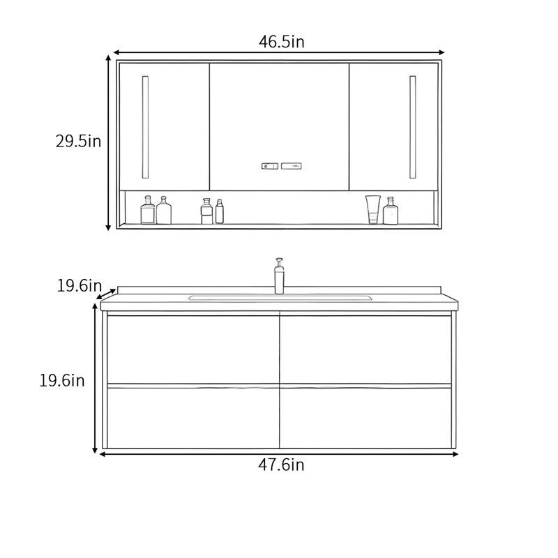 Minimalist retro style bathroom cabinet