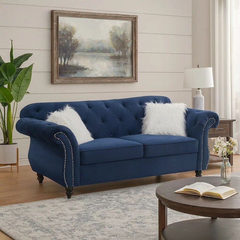 Arlo 77'' Velvet Loveseat, Blue