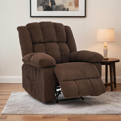 Oversized Brown Recliner Chair for Adults, 150° Manual Recliner with Footrest, Extra Wide Nursery Reading Chair