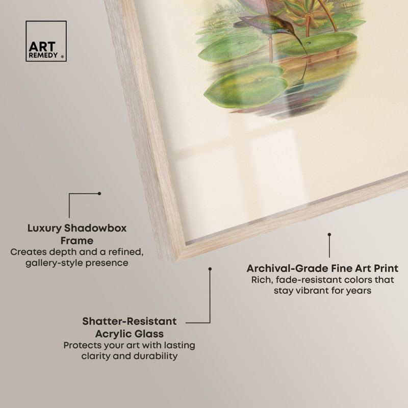 «Lily Pond Shadowbox Art botanique» par Art Remedy, H 46 po x l 31 po, Crème, crème