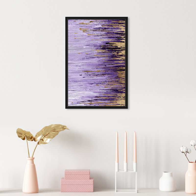 Lavande Rains Duet I - Peinture, Toile avec cadre noir, H 15 po x l 10 po