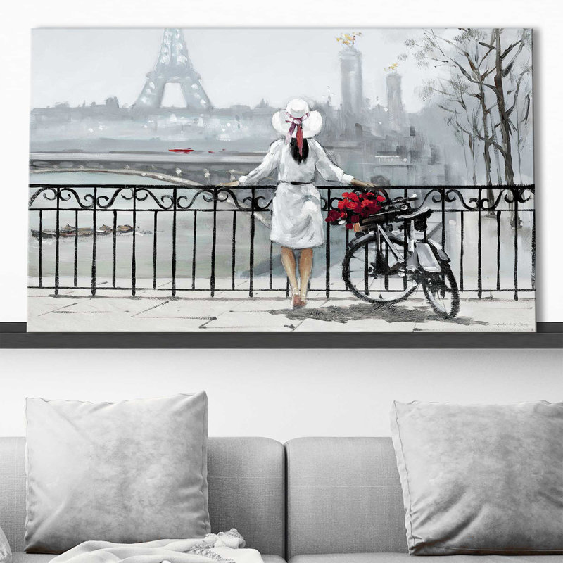 «Lady in Paris» par E. Anthony Orme - Peinture, L 30 po x H 18 po, Toile tendue