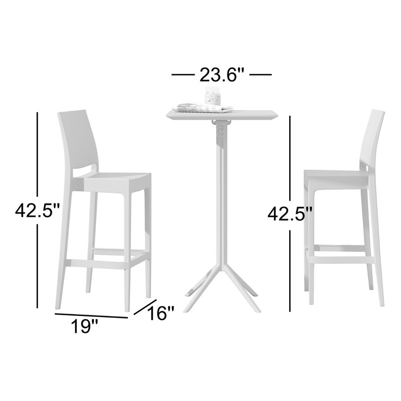 Ensemble de sièges de bar 24 po avec tabourets carrés Farrah, Taupe