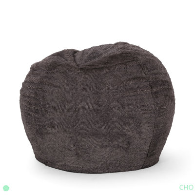 Fauteuil à billes rond en fausse fourrure 3 pieds Vida, brun