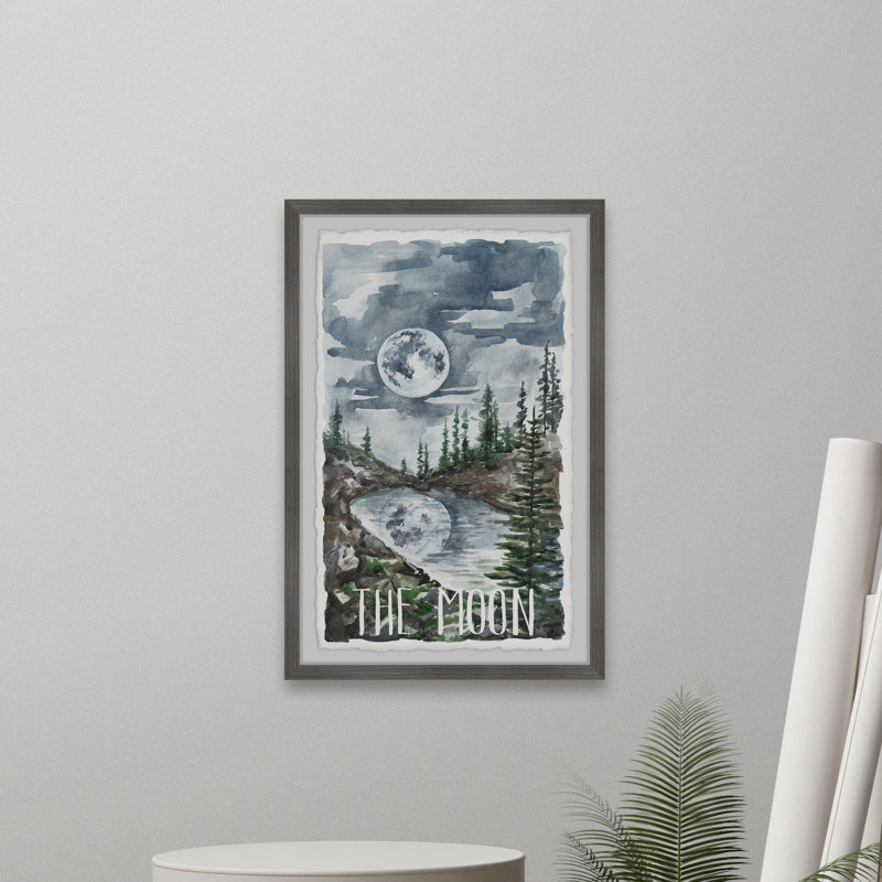The Moon Reflection 1 Piece Single Picture Frame Painting, 45cm H x 38cm W x 3.81cm D