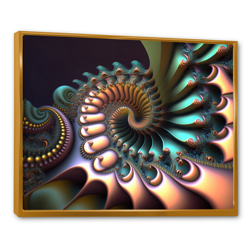 «Sikorsky Pastel Fractal Spiral Universe III», reproduction sur toile, H 12 po x l 20 po x P 1 po, Cadre flottant doré