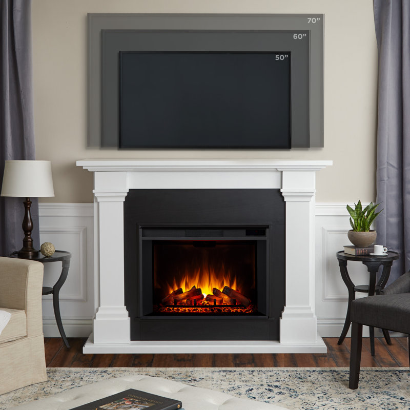 Callaway 63" White Free-Standing Electric Fireplace with Mantel