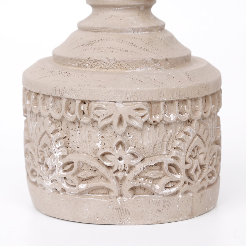 Ensemble de 3 porte-bougies bohémien en résine sculptée, pilier floral rétro pour décor de cheminée et de table, Brun