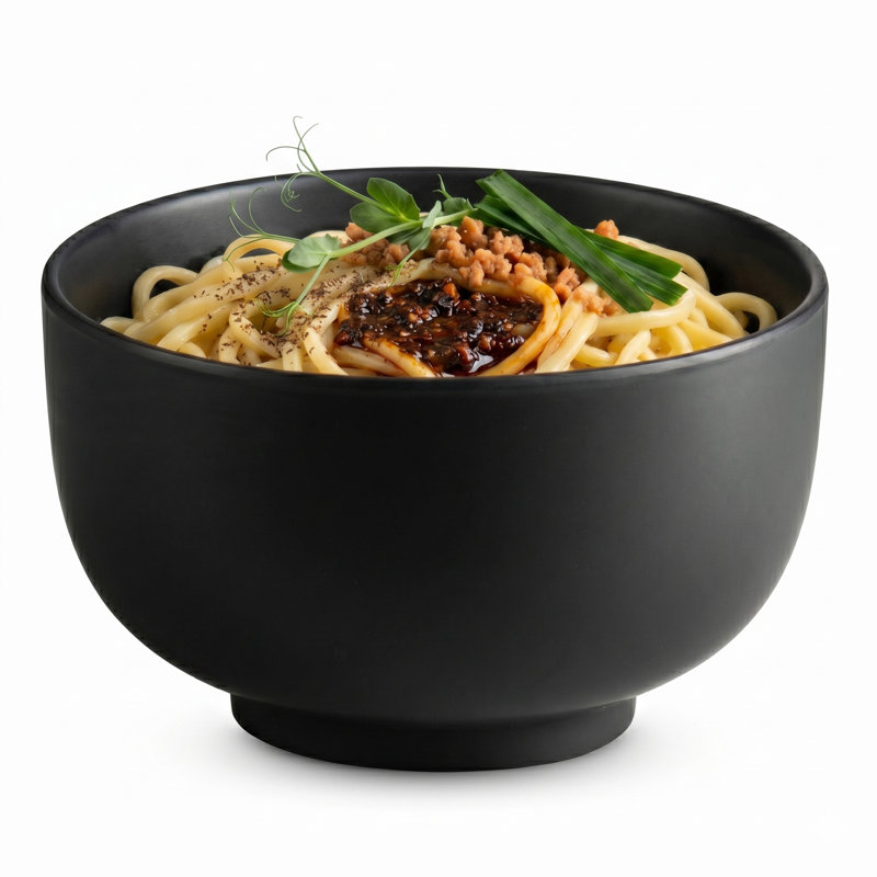 Ensemble de bols à nouilles japonais en céramique de 964 ml (34 oz)., Noir / Noir