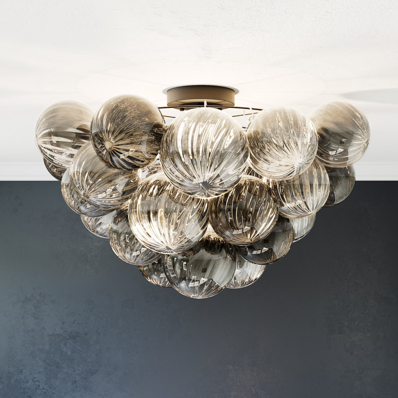 Dimmable Tiered Chandelier With Glass Bubble Ball