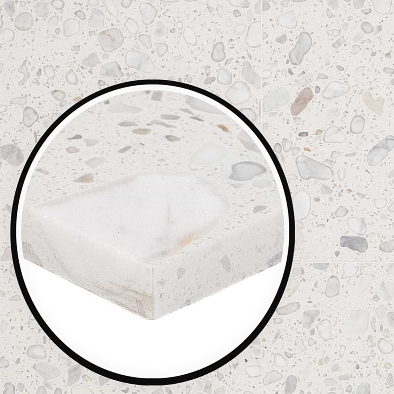 Terrazzo Italy 23.62 in. x 23.62 in. Honed Tile, Sacra Bianco White