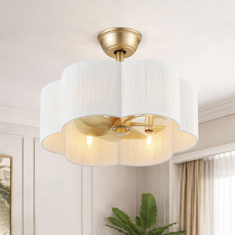 Ventilateur de plafond en corde festonnée 19,7 "avec ensemble d'éclairage et télécommande