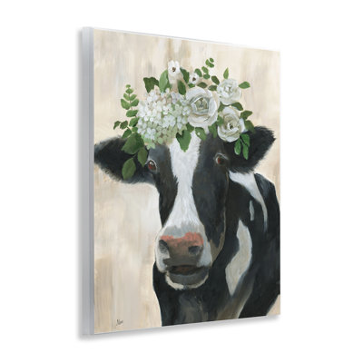 Art floral, plaque murale de vache