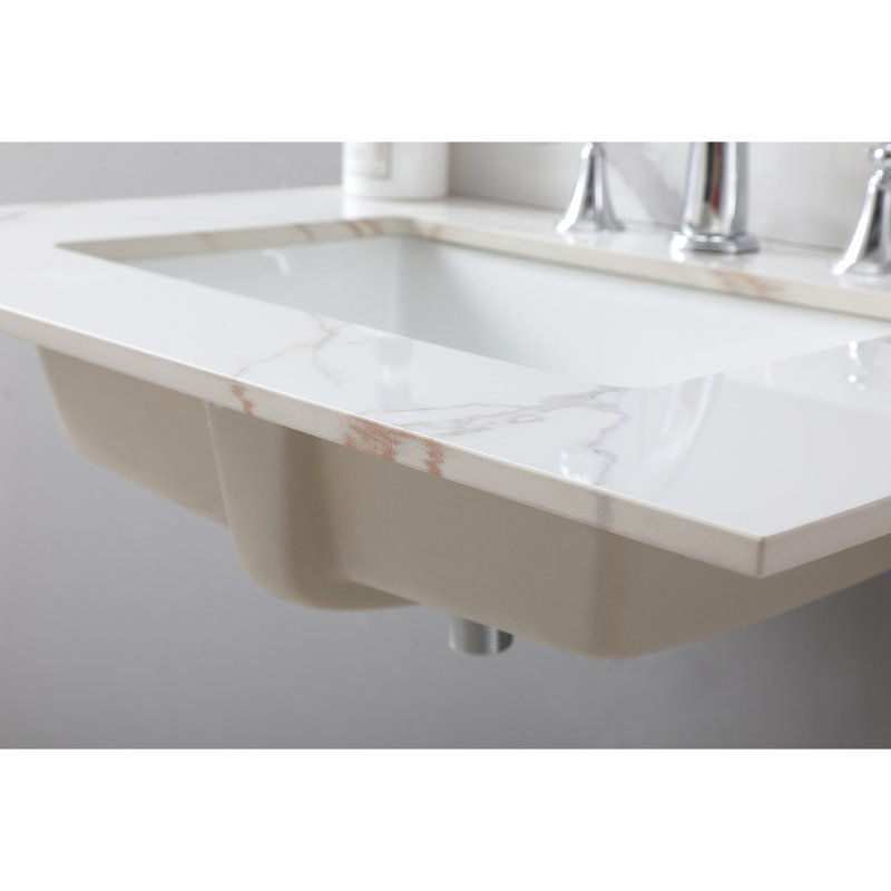31inch Bathroom Vanity Top Gold, Sintered Stone, Undermount Ceramic Sink, Backsplash, Magnificent 31" Gold Stone Top, With Fits 30-in Cabinet, Wonderful Design