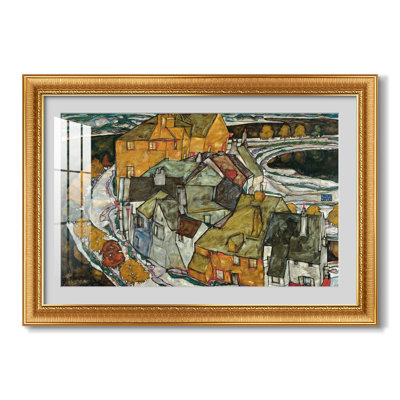 Croissant de maisons II (Ville insulaire), 1915 - Egon Schiele - Estampe encadrée sur mesure
