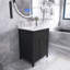 Meuble-lavabo 24 po avec évier - panneau de fibres à densité moyenne et bois d'hévéa, 3 tiroirs, armoire avec tablettes réglables-1446835539
