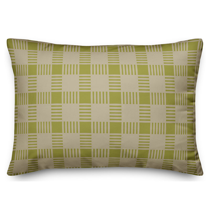 Coussin lombaire à carreaux écossais, Vert / Gris