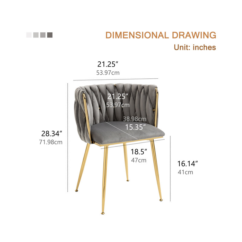 Chaise d'appoint rembourrée en velours Evanni, Gris, 2