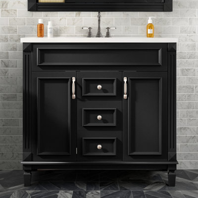 This Single-Sink Bathroom Vanity With A Top Sink Is Paired With A Modern Storage Cabinet With 2 Soft-Closing Doors And 2 Drawers. It Provides Practical And Convenient Storage, Efficient Space Utilization, And Is Both Beautiful And Functional.