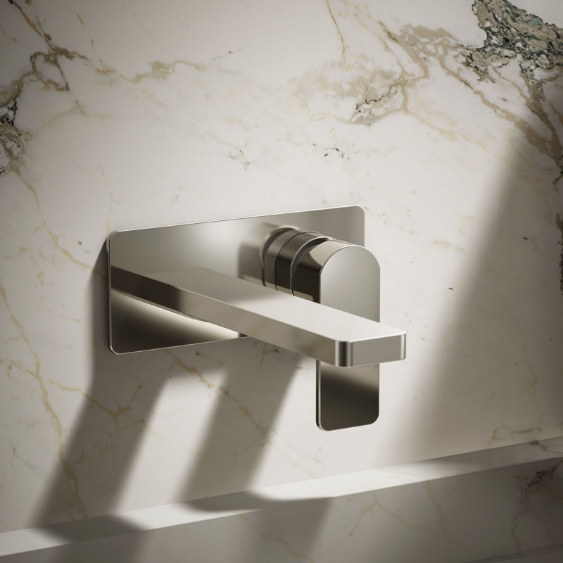 Parallel Wall-Mount Single-Handle Bathroom Sink Faucet, Polished Nickel