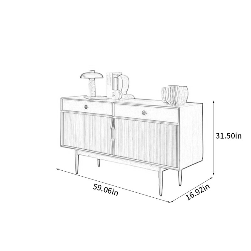 Un buffet en bois massif de style moyen, Dark Brown