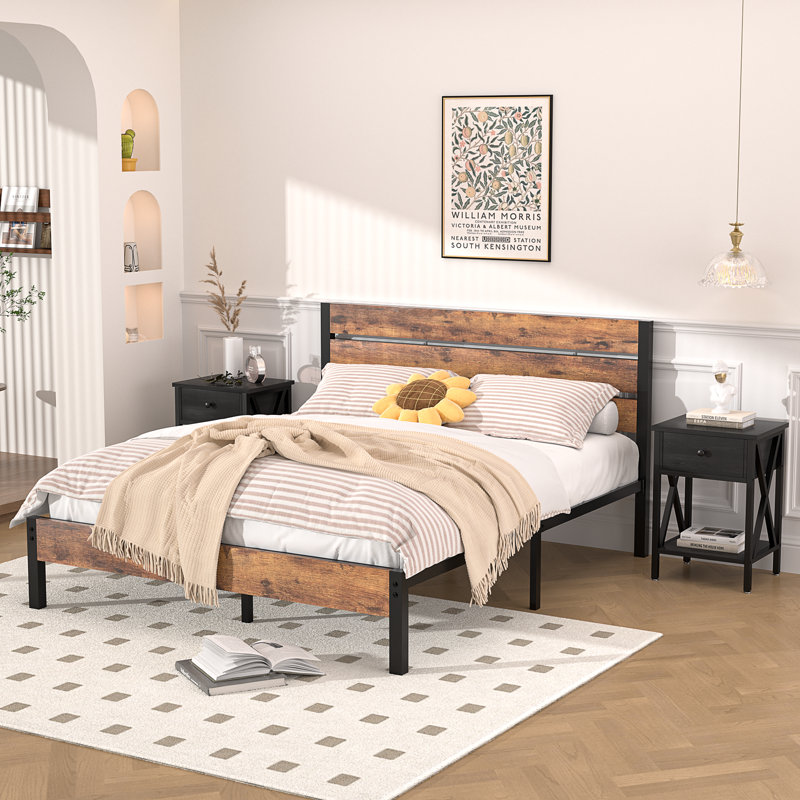 Alicia Steel Piece Bedroom Set, Black, Queen