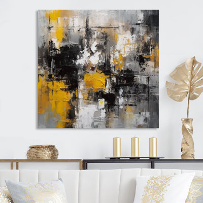 Encre liquide jaune gris captivant - art abstrait sur toile marbrée