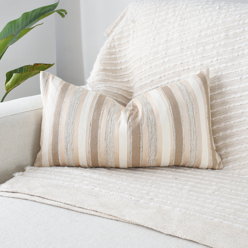 Textured Beige Striped Silk