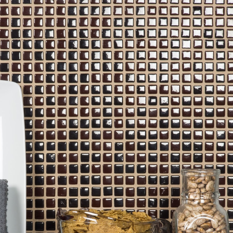 Full Body 0.5" x 0.5" Glass Grid Mosaic Wall & Floor Tile, Marrone