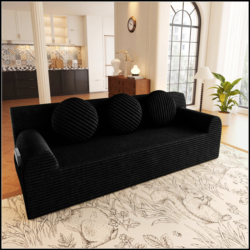 Ensemble de canapé modulaire en velours côtelé à assise profonde offrant des sièges confortables sans assemblage pour des espaces de vie polyvalents
