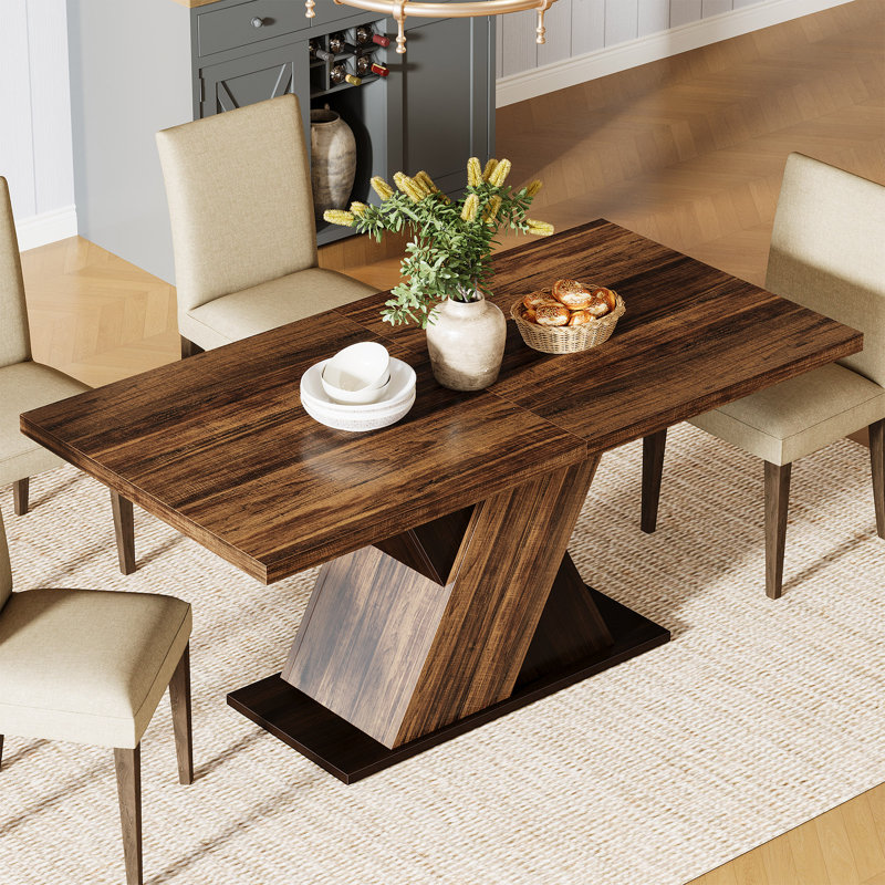 Wolbach 55-Inch Rectangle Dining Table for 4, Farmhouse Kitchen Table for Small Spaces, Walnut