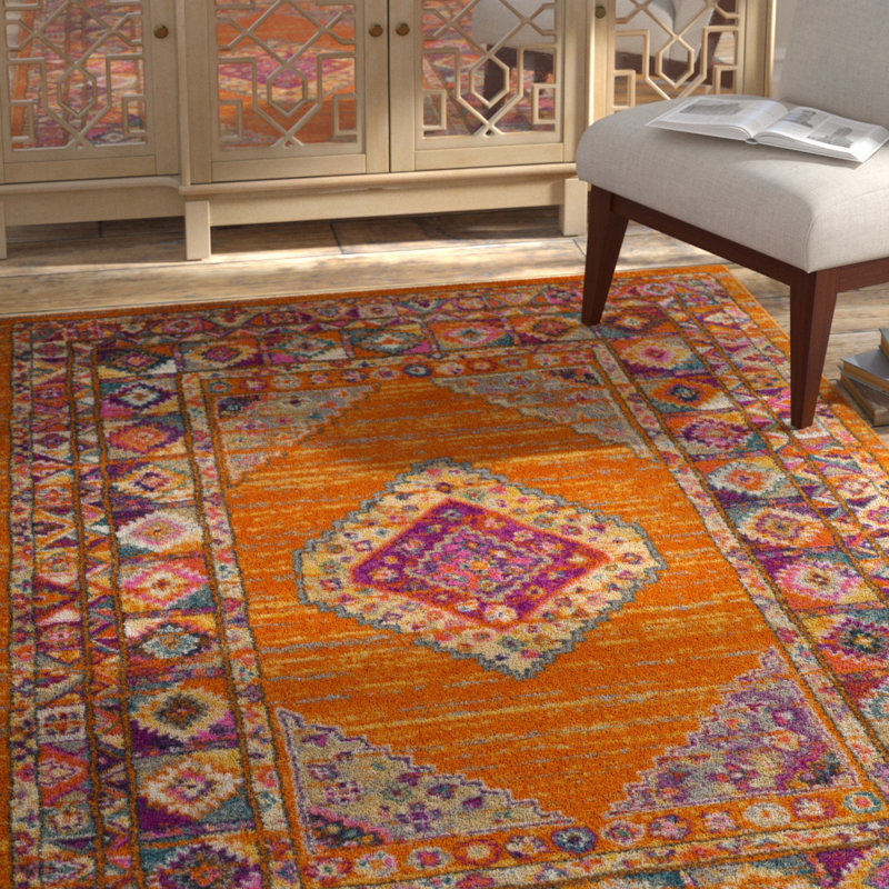 Christa Southwestern Orange/Fuchsia Area Rug, Rectangle 8' x 10'