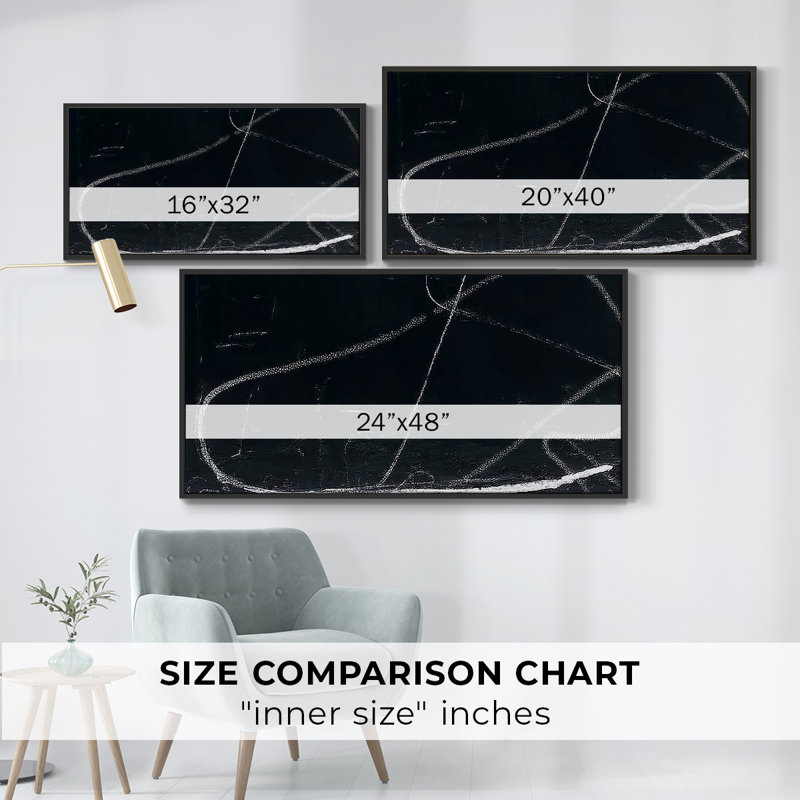 Abstrait, série DC DCXIV, toile tendue avec châssis, prête à être accrochée, H 25 po x l 41 po, Noir