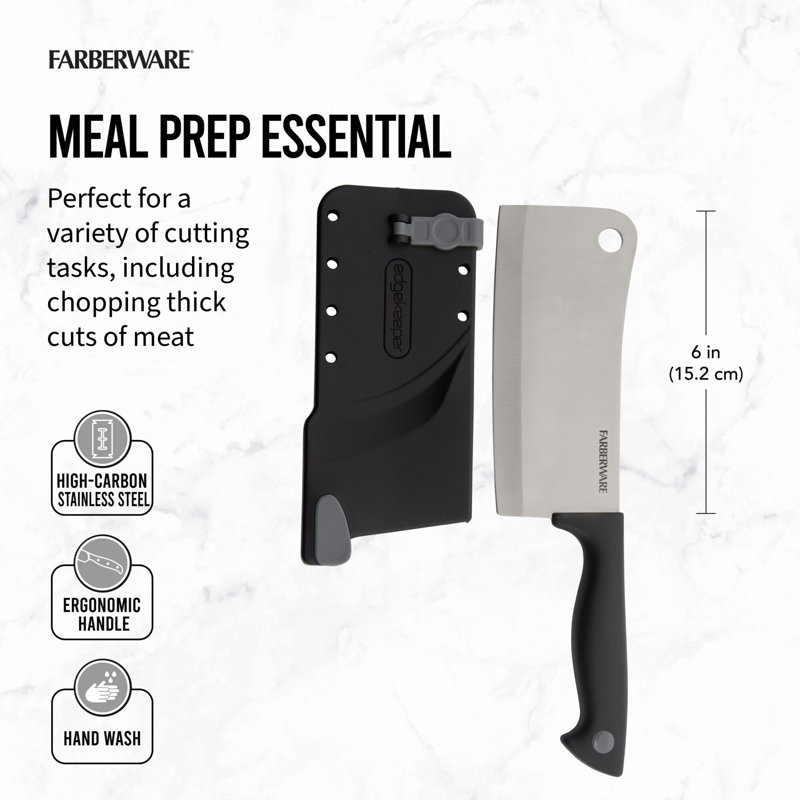 Farberware Farberware Edgekeeper Stamped Stainless Steel Cleaver with Built-In Self-Sharpening Blade Cover
