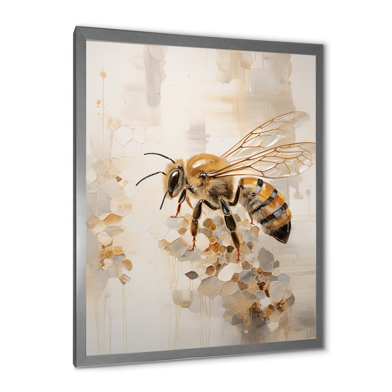 Minimalisme buzzing abeille sur toile, H 32 po x l 16 po x P 1 po, Cadre photo argenté