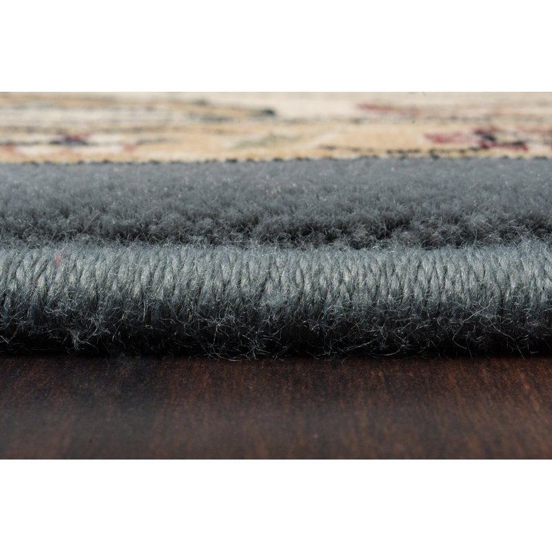 Tapis oriental bleu / ivoire, Ovale 2 pi 7 po x 4 pi 7 po